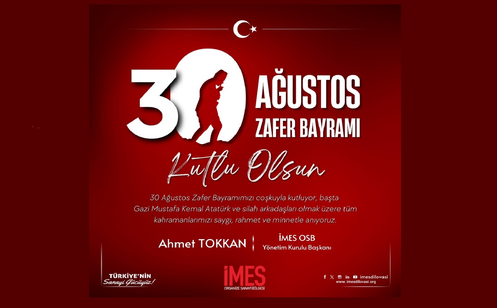 İMES OSB  30 Ağustos Zafer Bayramı Kutlama İlanı