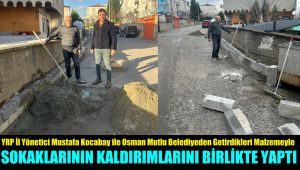 YRP İl Yöneticisi Mustafa Kocabay komşusu Osman Mutluyla, 549 Sokağın Kaldırımını Birlikte Yaptı