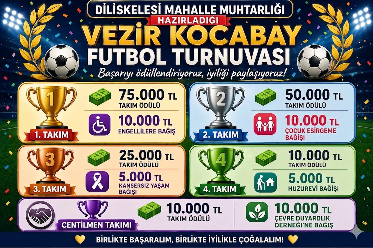 Diliskelesi’nde Spor, Dayanışma ve İyilik Buluşuyor: Vezir Kocabay Futbol Turnuvası Başlıyor