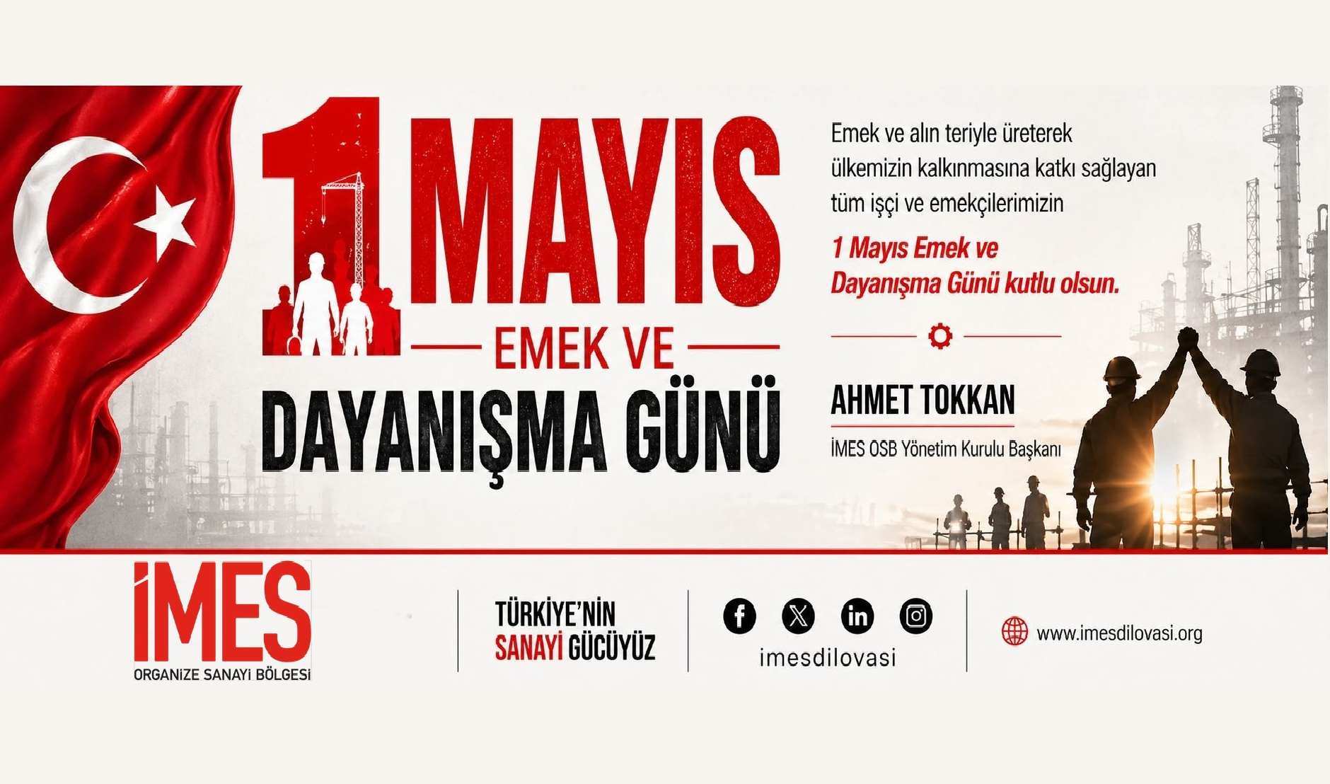 İMES OSB 1 Mayıs Emek ve Dayanışma Günü Kutlama İlanı